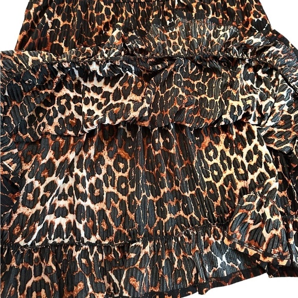ASOS DESIGN Frill Front Long Sleeve Mini Smock Dress Leopard Print Size 12 - Picture 16 of 17